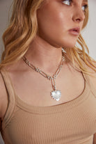 Kitte Amour Charm Silver On Hallmark Necklace Silver Worn By Model
