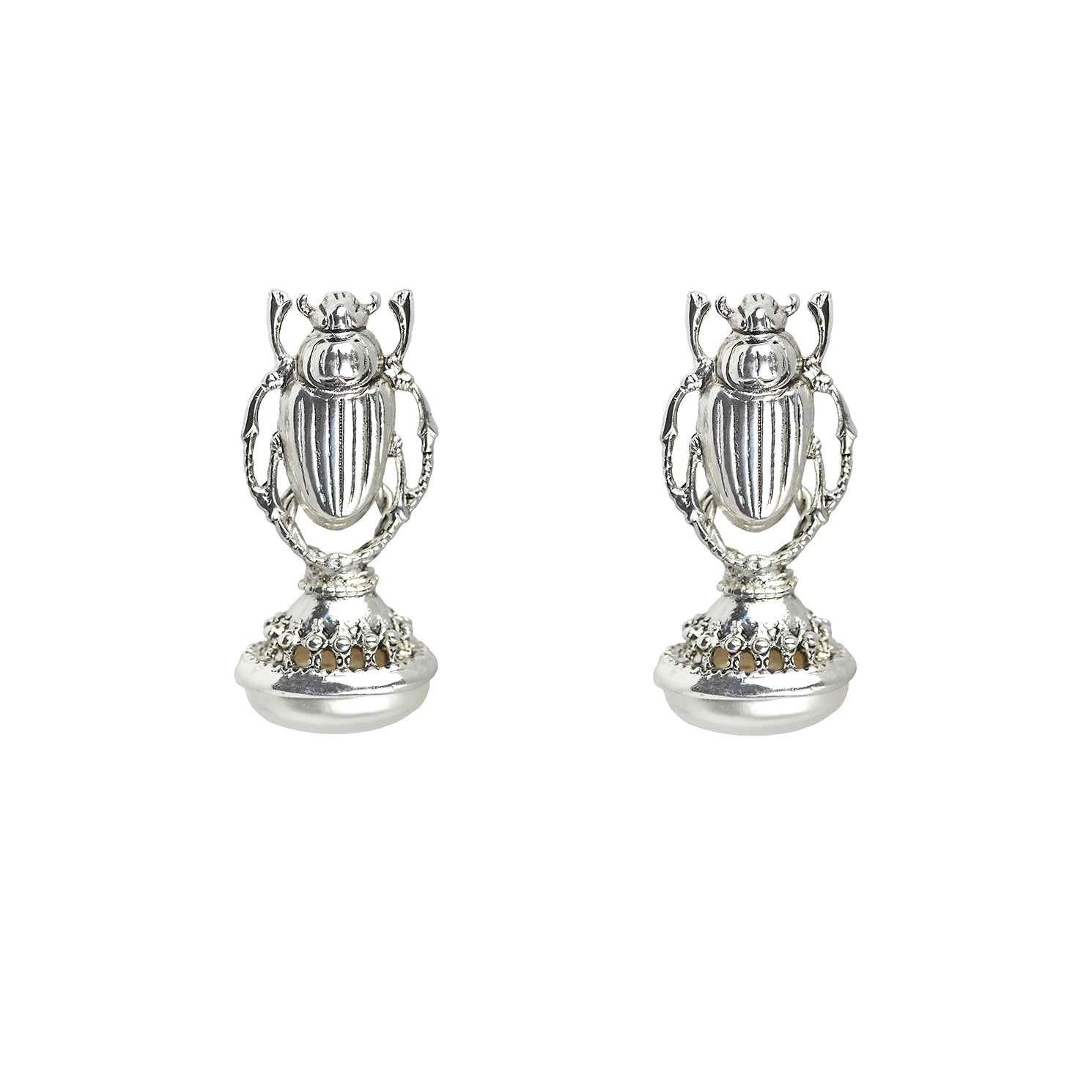 Kitte Scarab Perla Earrings Silver