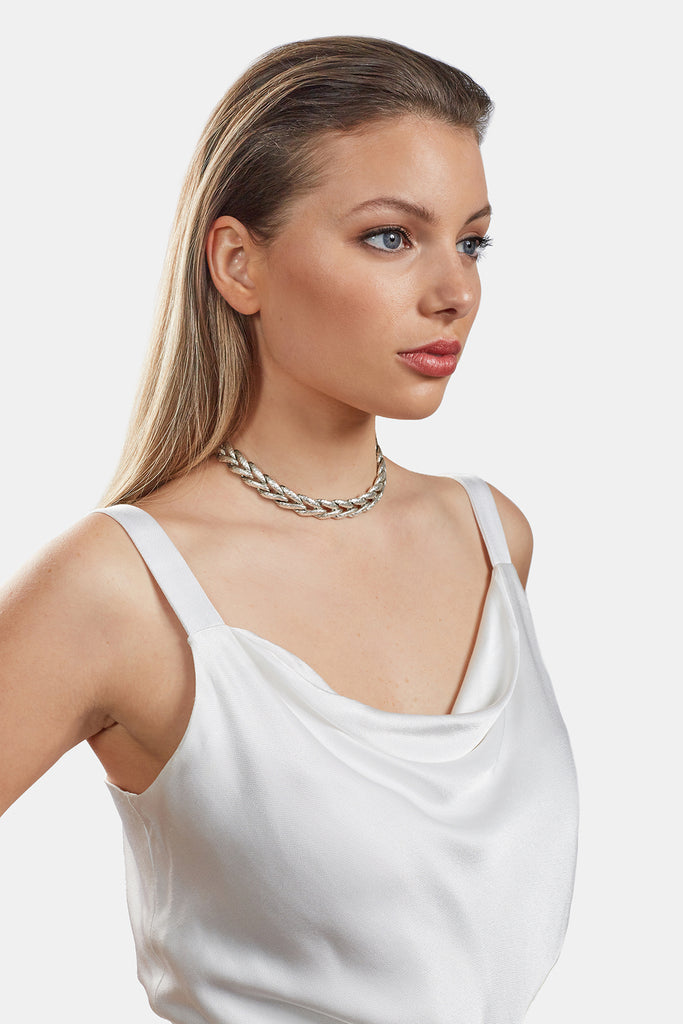 Kitte Madera Necklace Silver worn by model