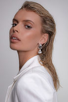 Kitte Scarab Perla Earrings Silver worn by model