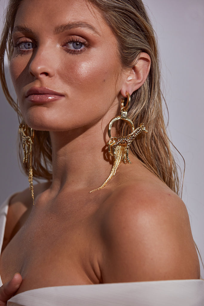 Kitte Zanzibar Earrings Gold Worn By Model