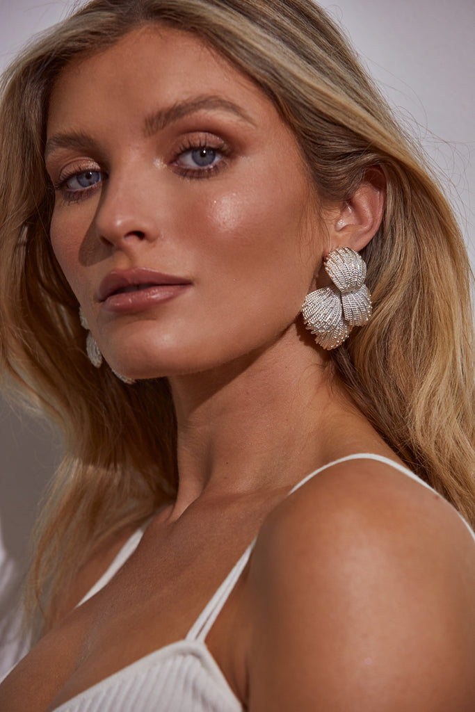 Kitte Editorial Earrings Silver Worn By Model