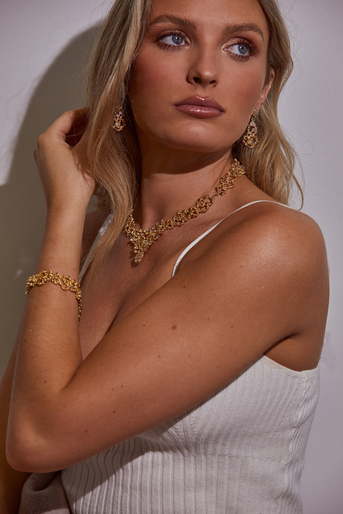 Kitte Rapture Necklace Gold Worn By Model