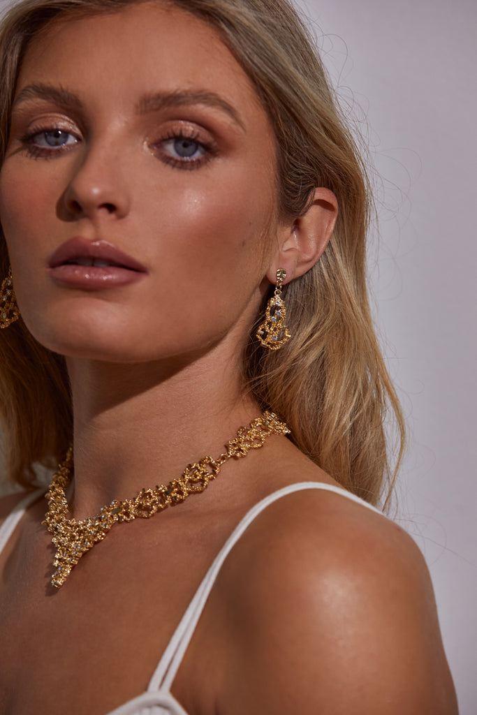 Kitte Rapture Necklace Gold Worn By Model