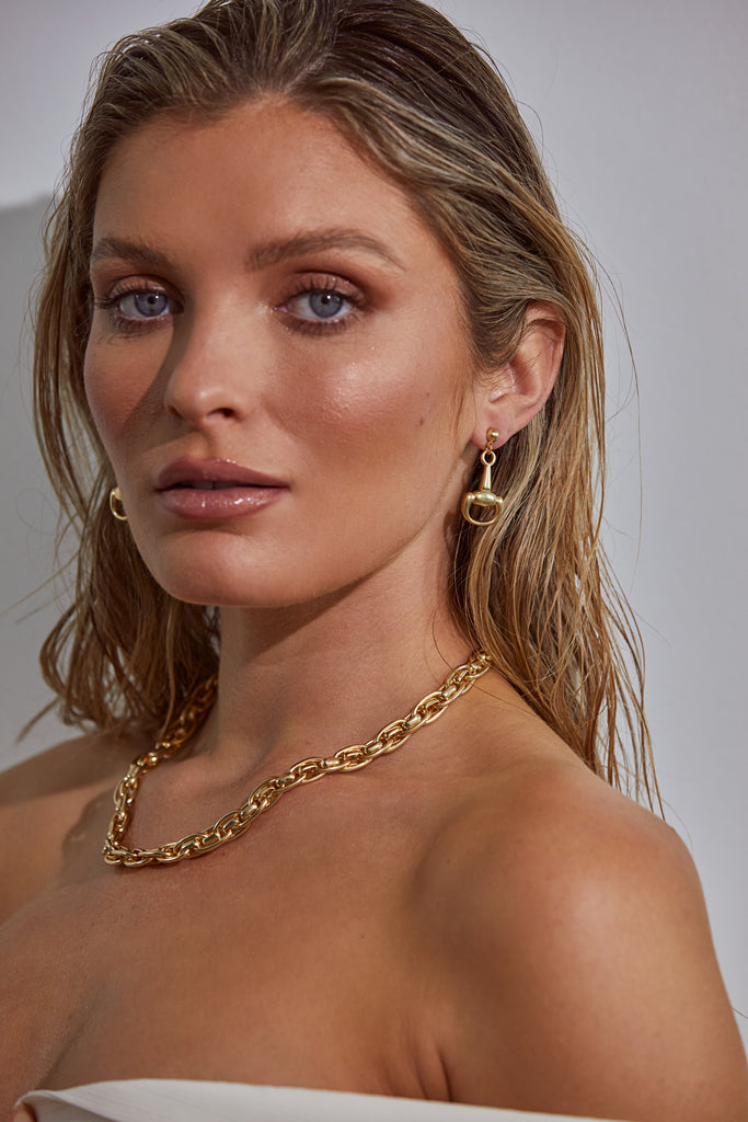 Kitte Jengala Earrings Gold Worn By Model