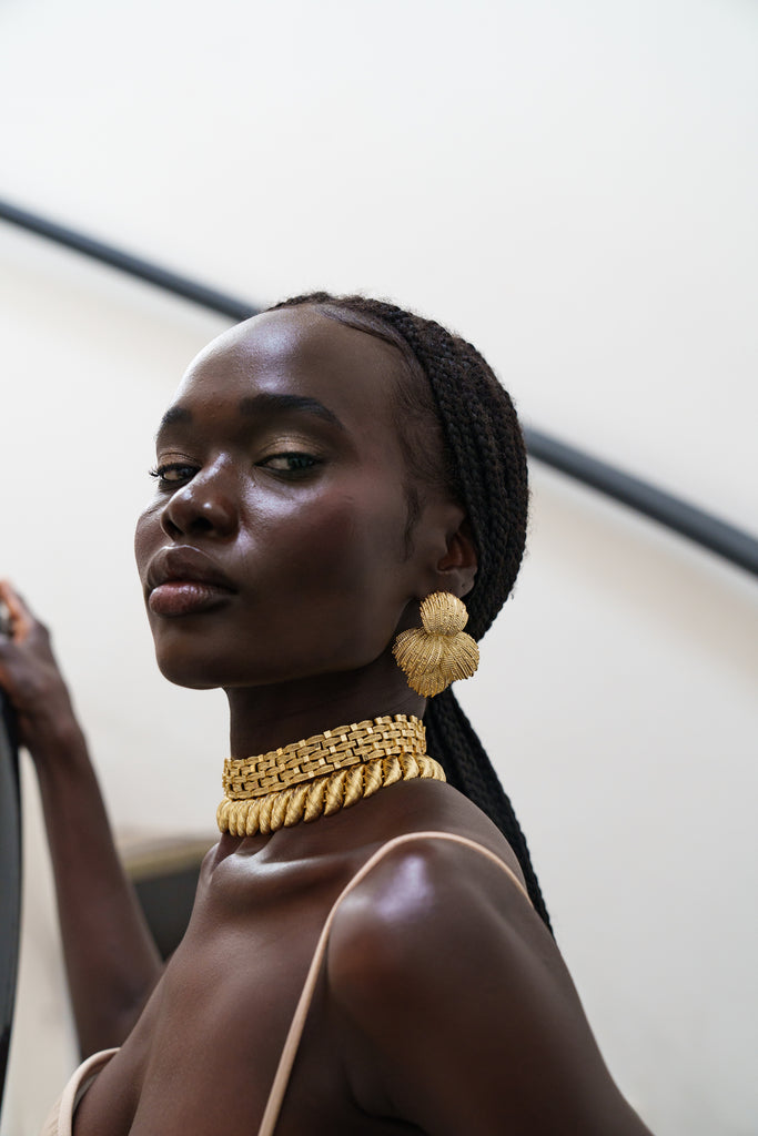 Kitte Editorial Earrings Gold Worn By Model