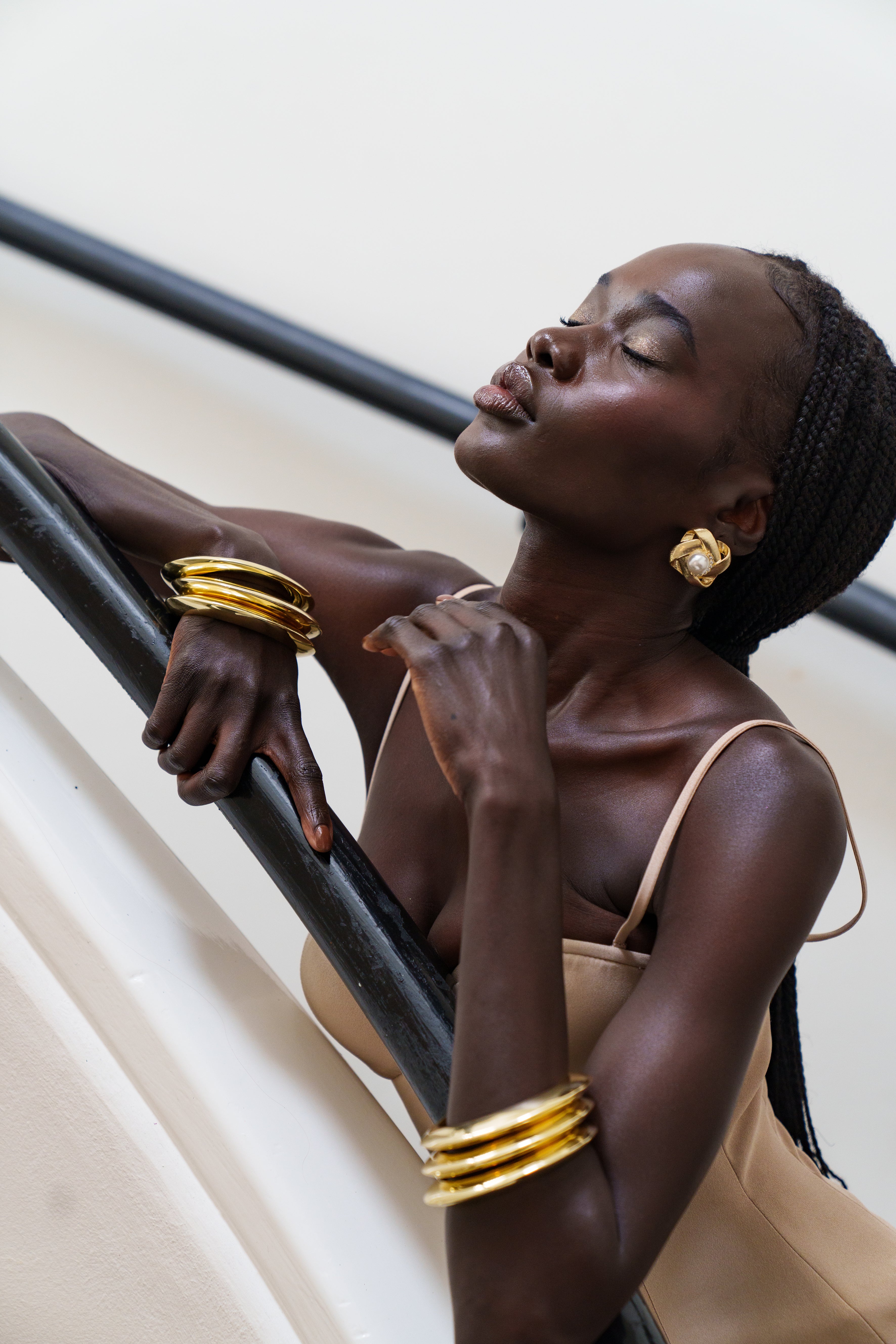 Kitte Fast Lane Bangle Gold Worn By Model