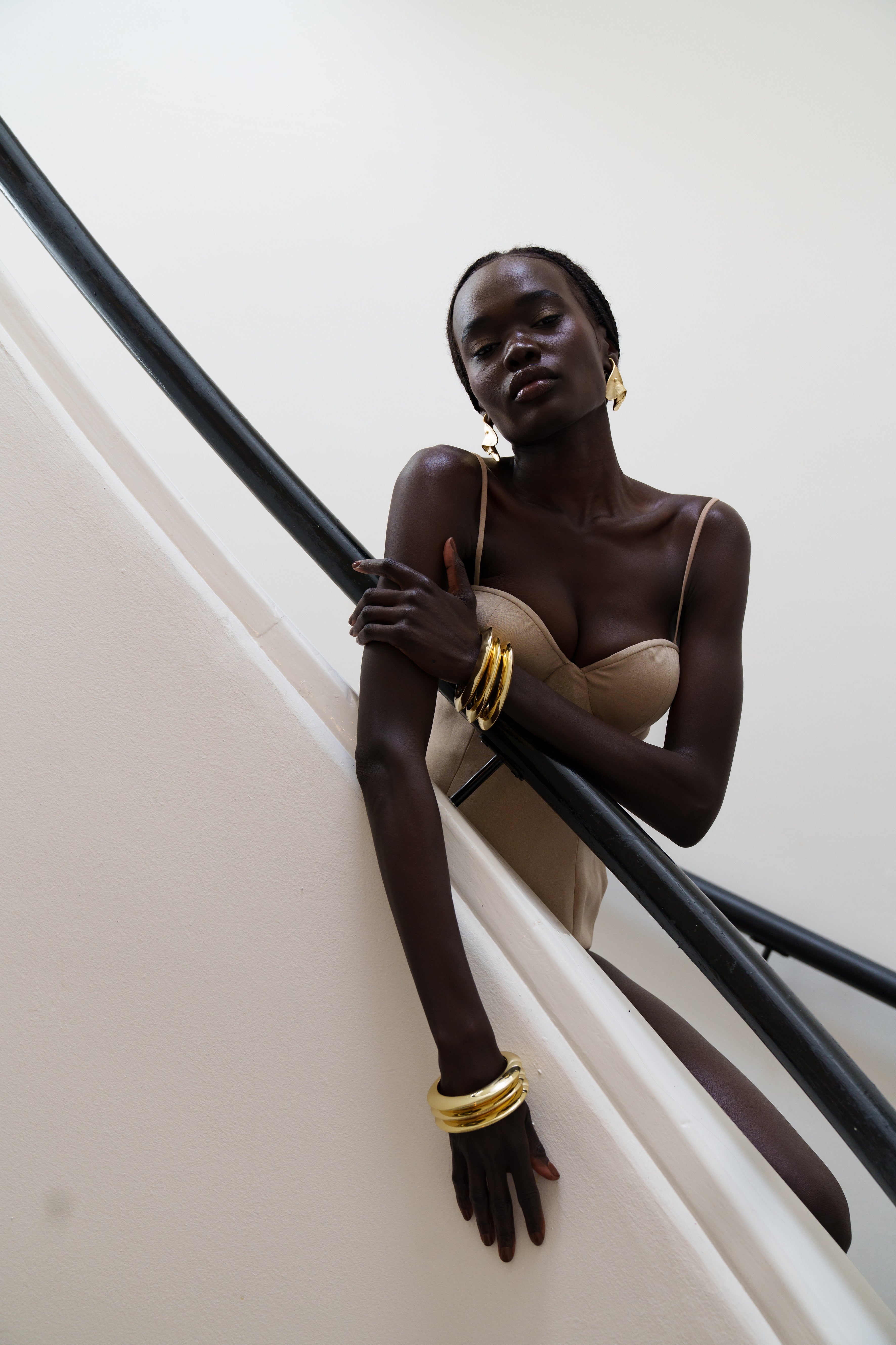 Kitte Fast Lane Bangle Gold Worn By Model