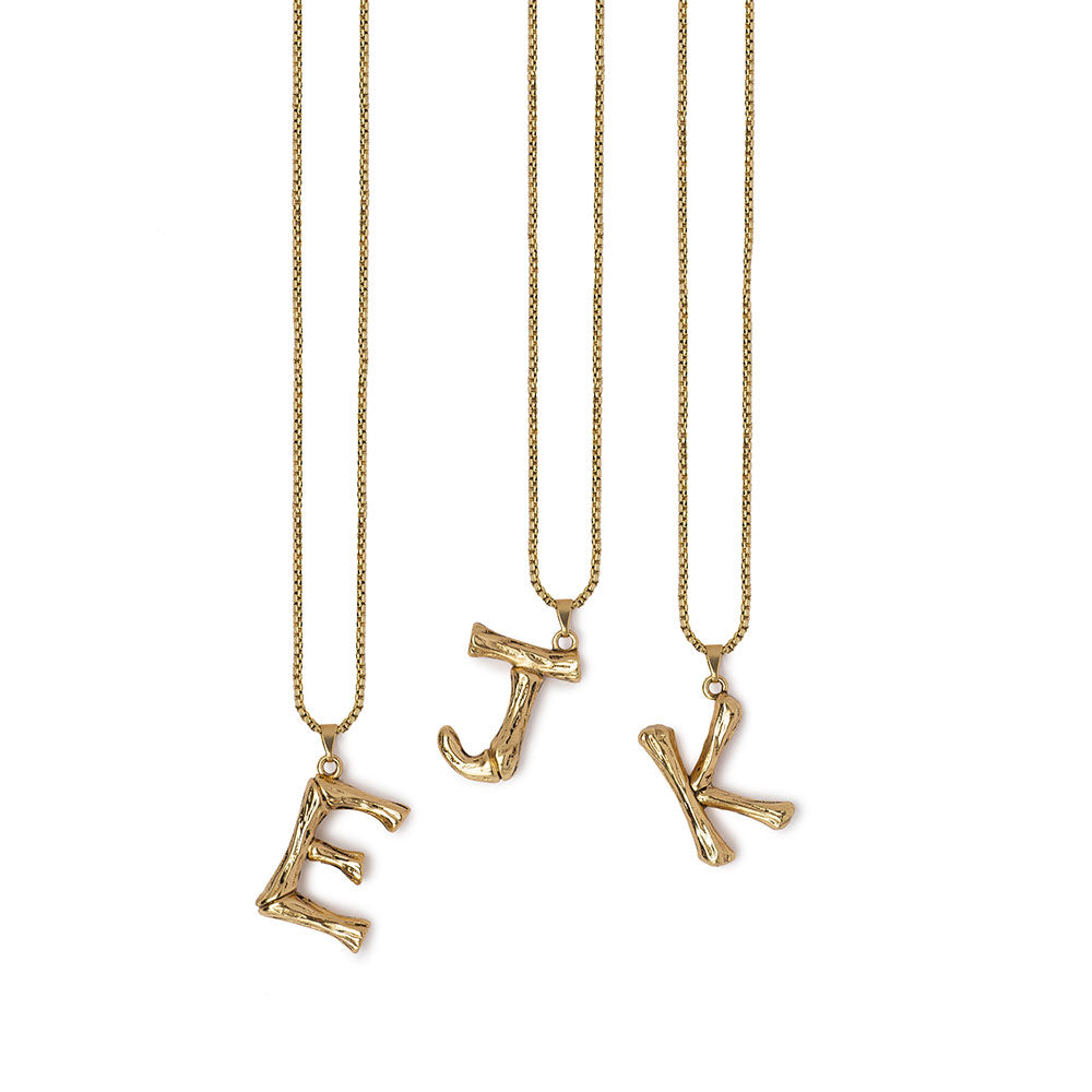 Kitte Bambu Initial E, J, K necklace gold