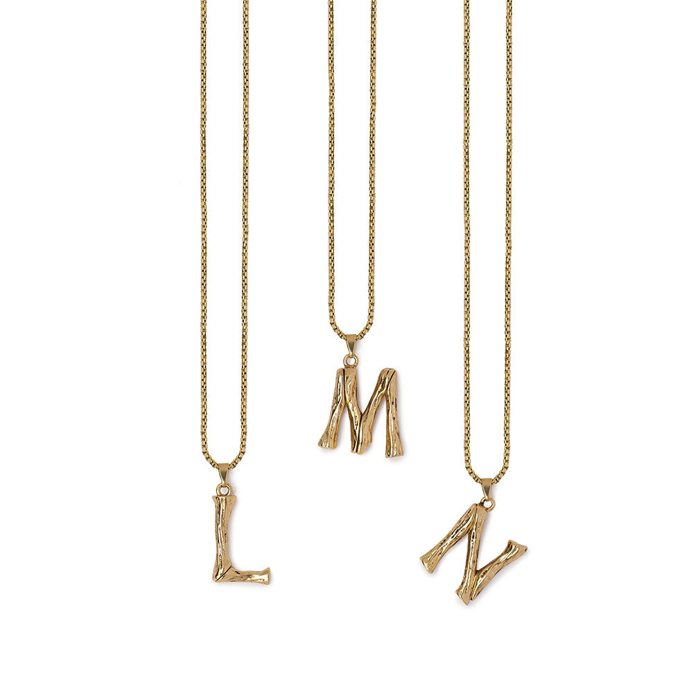 Kitte Bambu Initial L, M, N necklace gold