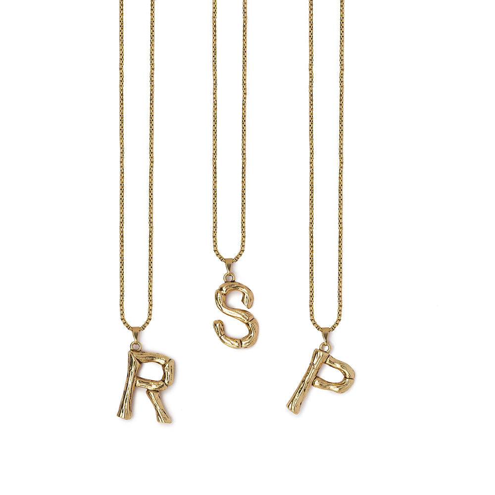 Kitte Bambu Initial R, S, P necklace gold