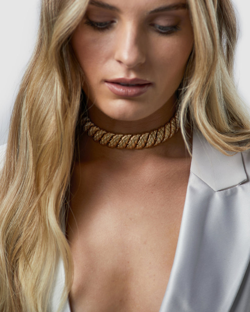 Kitte Balance Necklace Gold Worn By Model
