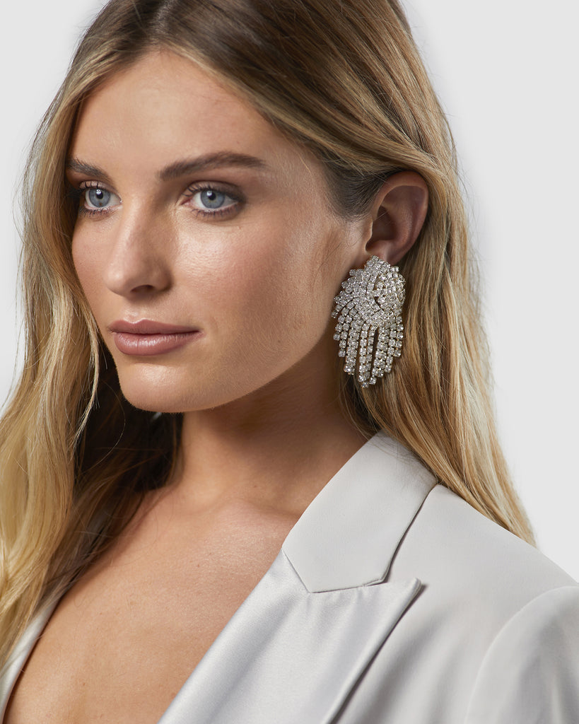 Kitte Gala Earrings Silver worn by model