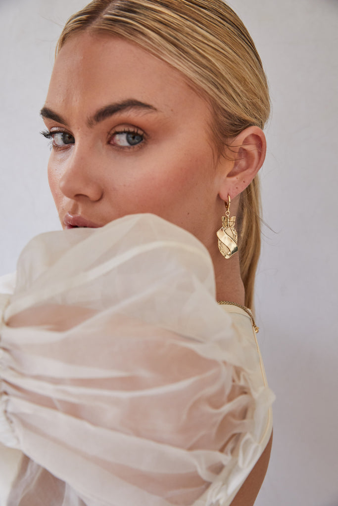 Kitte Monarch Earrings Gold worn by model